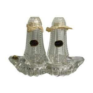 Crystal Clear 24% Full Lead Crystal Salt And Pepper Shakers With Tray